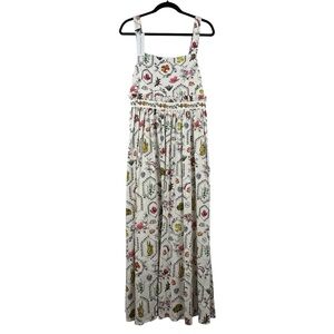 NWT Christian Lacroix Beaded Tie Back Empire Waist Maxi Linen Blend Dress